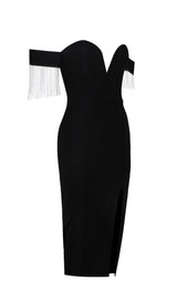 STRAPLESS SLIT BANDAGE DRESS IN BLACK Dresses styleofcb