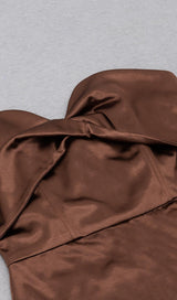 STRAPLESS SPLIT DRESS IN BROWN Dresses styleofcb