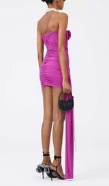 STRAPLESS RUCHED MINI DRESS IN PURPLE DRESS STYLE OF CB