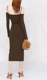 STRAPPY HOLLOW STRAPLESS BANDAGE MINI DRESS IN BROWN Dresses styleofcb