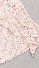 STRAPPY RUFFLE DETAIL MIDI DRESS IN PINK DRESS styleofcb