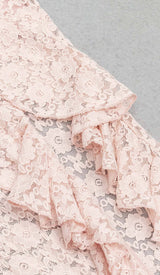 STRAPPY RUFFLE DETAIL MIDI DRESS IN PINK DRESS styleofcb