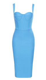 STRAPPY CORSET MIDI DRESS IN SPARKLING OCEAN DRESS STYLE OF CB