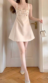STRAPPY CRYSTAL EMBELLISHED MINI DRESS IN BEIGE DRESS STYLE OF CB