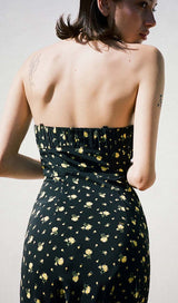 STRAPPY FLORAL PRINT MIDI DRESS IN BLACK DRESS STYLE OF CB