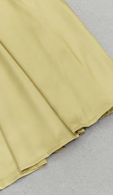 STRAPPY SATIN MIDI DRESS IN PALE OCHRE DRESS STYLE OF CB