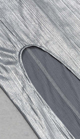 STRAPPY SPILT MIDI DRESS IN METALLIC SILVER DRESS STYLE OF CB