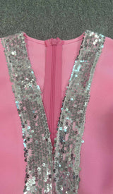 STRASS EMBELLISHED RUCHED MINI DRESS IN PINK DRESS STYLE OF CB