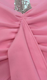 STRASS EMBELLISHED RUCHED MINI DRESS IN PINK DRESS STYLE OF CB