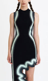 STRIPE ASYMMETRIC HIGH LOW DRESS IN BLACK DRESS styleofcb