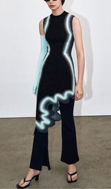 STRIPE ASYMMETRIC HIGH LOW DRESS IN BLACK DRESS styleofcb