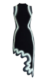 STRIPE ASYMMETRIC HIGH LOW DRESS IN BLACK DRESS styleofcb