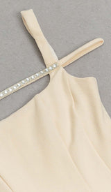 STRUCTURED CORSET FLOUNCED MIDI DRESS IN IVORY DRESS sis label