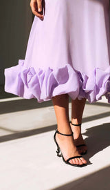 SUSPENDER A-LINE MIDI DRESS IN PURPLE DRESS STYLE OF CB