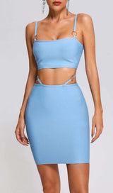 SUSPENDER WAIST TWO PIECES MINI DRESS IN BLUE DRESS STYLE OF CB