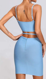 SUSPENDER WAIST TWO PIECES MINI DRESS IN BLUE DRESS STYLE OF CB