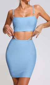 SUSPENDER WAIST TWO PIECES MINI DRESS IN BLUE DRESS STYLE OF CB