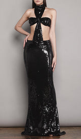 SHINY SEQUINS HALTER MAXI DRESS Sequins Dress Oh CICI