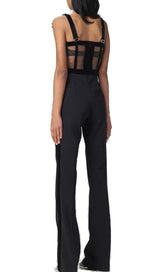 STRAPPY BEADED BANDAGE MESH JUMPSUIT BODYSUITS & JUMPSUITS styleofcb