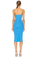 STRAPPY CORSET MIDI BANDAGE DRESS IN BLUE Bandage Dresses styleofcb