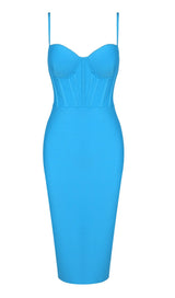 STRAPPY CORSET MIDI BANDAGE DRESS IN BLUE Bandage Dresses styleofcb