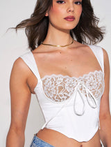 WHITE LACE SATIN CORSET TOP styleofcb