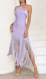 TASSEL SLEEVELESS MIDI DRESS IN LILAC DRESS STYLE OF CB
