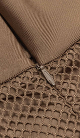 TASSEL MESH MIDI DRESS IN BROWN DRESS STYLE OF CB