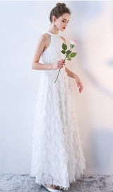 WHITE SLEEVELESS ROUNDNECK HALTERNECK MAXI DRESS styleofcb