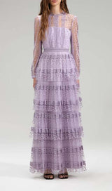 TIERED LACE MAXI DRESS IN LILAC DRESS STYLE OF CB