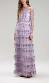 TIERED LACE MAXI DRESS IN LILAC DRESS STYLE OF CB
