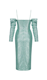 TURQUOISE SEQUIN SPLIT MIDI DRESS Dresses styleofcb