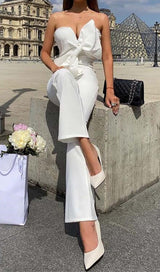 TWISTED BOW SILK FAILLE JUMPSUIT DRESS STYLE OF CB