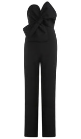 TWISTED BOW SILK FAILLE JUMPSUIT DRESS STYLE OF CB S BLACK