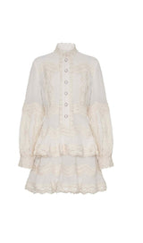TWO LAYERS TIERED RUFFLES MINI DRESS IN WHITE DRESS STYLE OF CB
