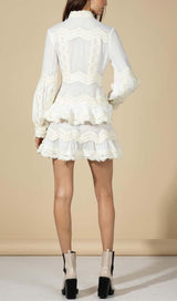 TWO LAYERS TIERED RUFFLES MINI DRESS IN WHITE DRESS STYLE OF CB