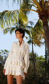 TWO LAYERS TIERED RUFFLES MINI DRESS IN WHITE DRESS STYLE OF CB