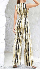 V-NECK SLEEVELESS STRIPE JUNPSUIT DRESS STYLE OF CB