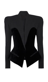 V NECK TWO POCKETS BLAZER IN BLACK DRESS STYLE OF CB