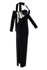 VELVET ONE SHOULDER STRAPLESS MESH MAXI DRESS Gowns styleofcb