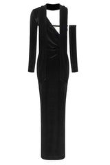 VELVET ONE SHOULDER STRAPLESS MESH MAXI DRESS Gowns styleofcb