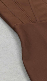 WAIST-TIGHTENING CORSET MIDI DRESS IN BROWN DRESS STYLE OF CB