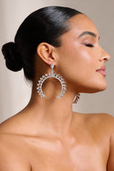 SILVER CRYSTAL ARCHED SHAPE DROP EARRINGS JEWELLERY styleofcb