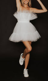 LAYERED STRAPLESS MINI DRESS IN WHITE Dresses sis label