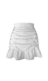 WHITE RUFFLE PLEATED MINI SKIRT Skirts styleofcb S WHITE