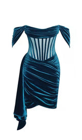 WINE RED VELVET CORSET MINI DRESS styleofcb XS BLUE