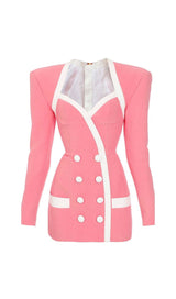 DOUBLE-BREASTED BLAZER DRESS IN PINK DRESS STYLE OF CB