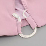 SNAKE BUCKLE WAISTBAND SUIT IN PINK styleofcb