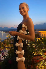 WHITE BOWS HIGH SLIT BANDAGE DRESS Bandage Dresses styleofcb