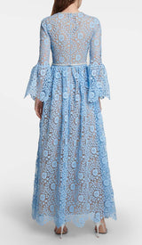 LONG SLEEVE ROSE LACE MAXI DRESS IN BLUE DRESS STYLE OF CB